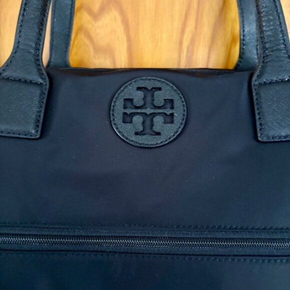 Tory Burch Nylon & Saffiano Leather Packable Travel Zip Tote - Black - Large - Picture 3 of 5